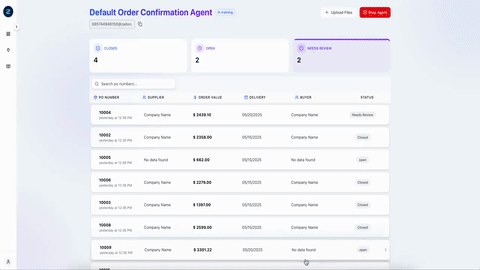 Order Confirmation agent demo animation